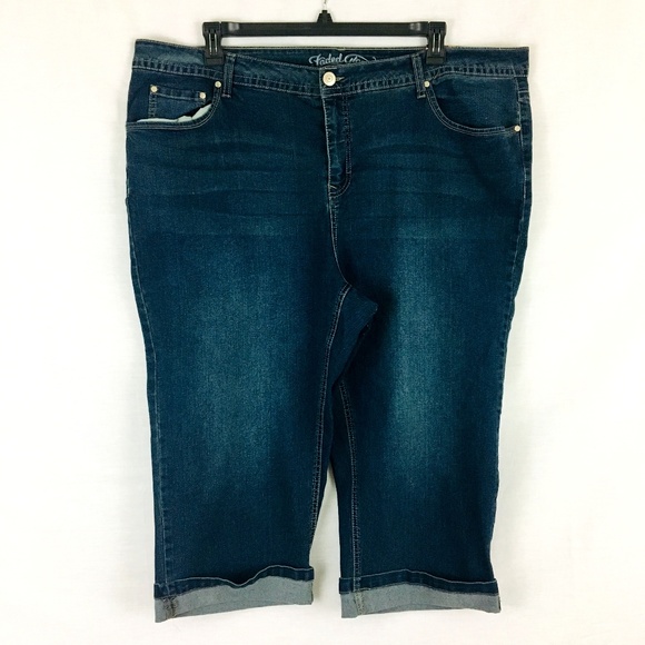 Faded Glory Denim - Faded Glory Cuffed Mid Rise Distressed Capris 26W